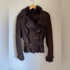 Burberry London Double Breasted Shearling Jacket